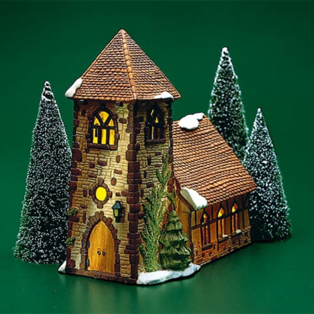 Dept 56 Village Church From The Original Shops of Dickens Village Light & Box